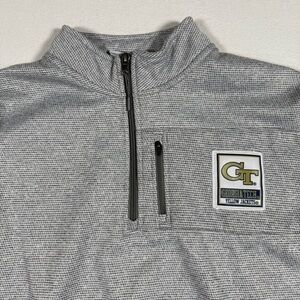 Champion GEORGIA TECH Gray 1/4 Zip pullover Sweater Men's LARGE